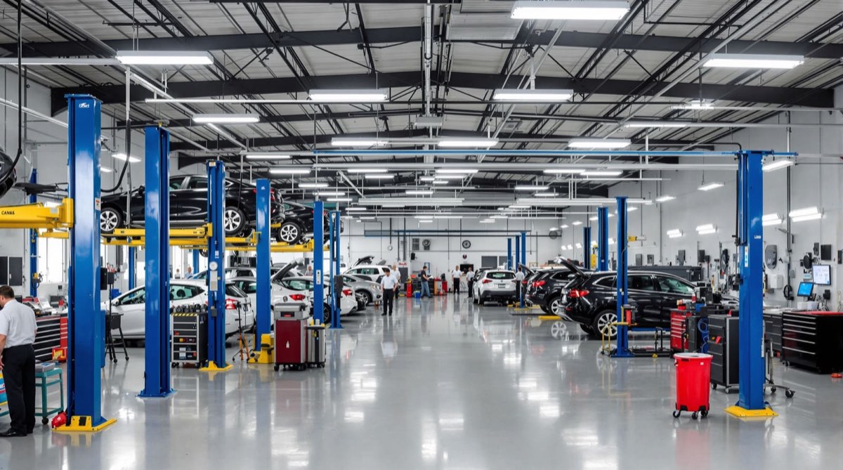 Professional auto repair shop interior